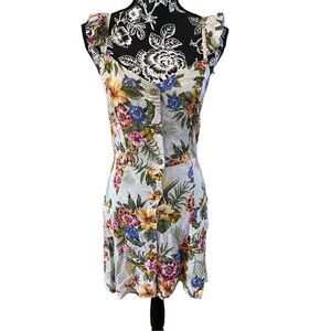 Xhilaration Button Up Floral Dress Sundress Flower Mini Dress